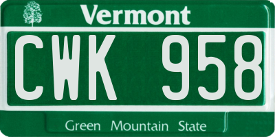 VT license plate CWK958