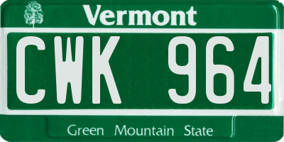 VT license plate CWK964