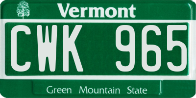 VT license plate CWK965