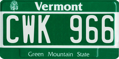 VT license plate CWK966
