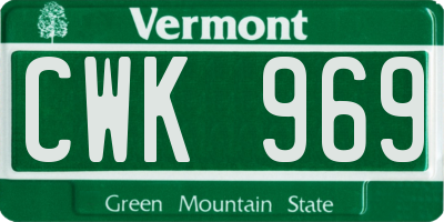 VT license plate CWK969