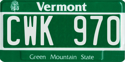 VT license plate CWK970