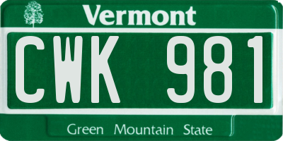VT license plate CWK981