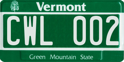VT license plate CWL002