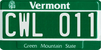VT license plate CWL011