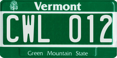 VT license plate CWL012