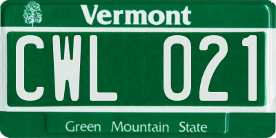 VT license plate CWL021