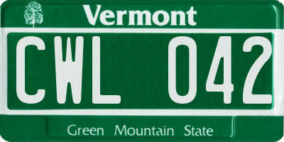 VT license plate CWL042