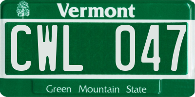 VT license plate CWL047
