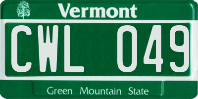 VT license plate CWL049
