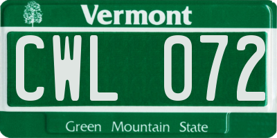 VT license plate CWL072