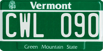 VT license plate CWL090
