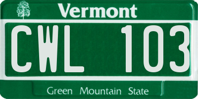 VT license plate CWL103