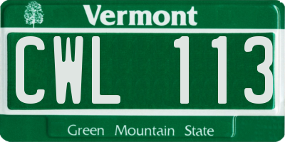 VT license plate CWL113
