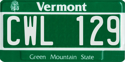 VT license plate CWL129