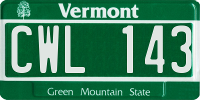 VT license plate CWL143