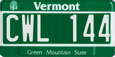 VT license plate CWL144