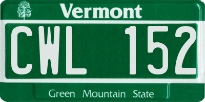 VT license plate CWL152