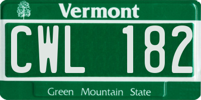 VT license plate CWL182