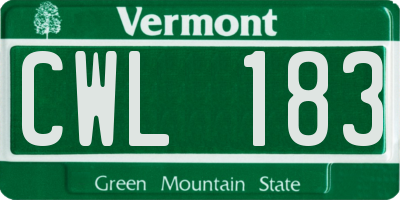 VT license plate CWL183