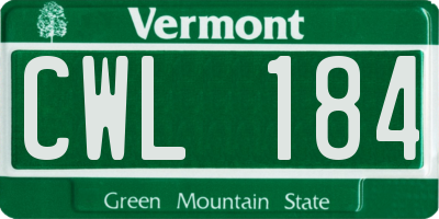 VT license plate CWL184