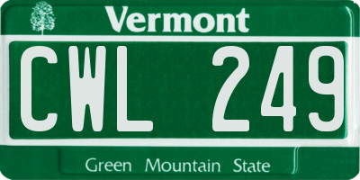 VT license plate CWL249