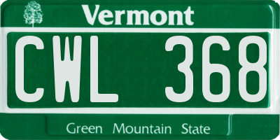 VT license plate CWL368