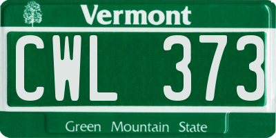 VT license plate CWL373