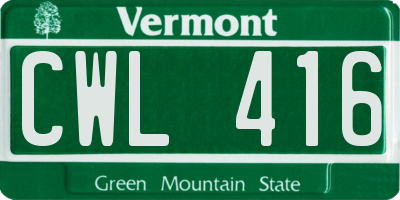 VT license plate CWL416