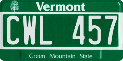 VT license plate CWL457