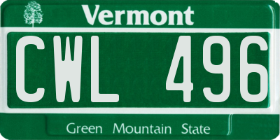VT license plate CWL496
