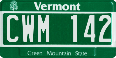VT license plate CWM142