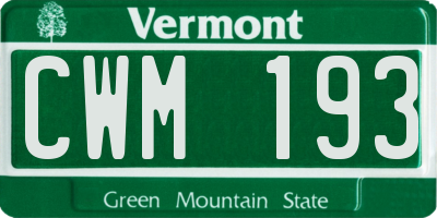VT license plate CWM193