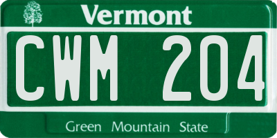 VT license plate CWM204