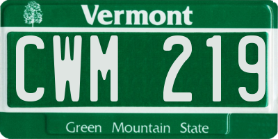 VT license plate CWM219