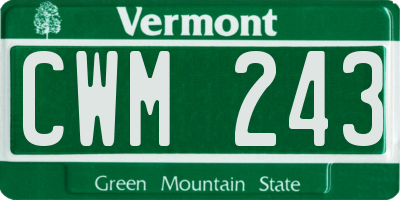 VT license plate CWM243