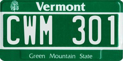VT license plate CWM301