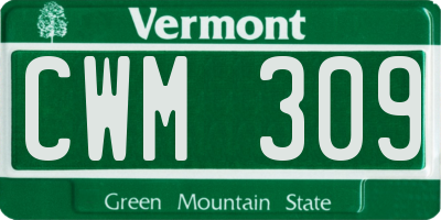 VT license plate CWM309