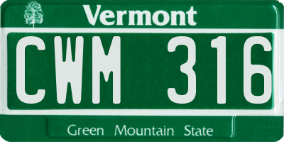 VT license plate CWM316
