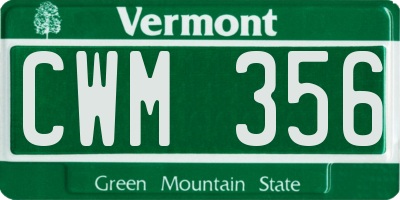 VT license plate CWM356
