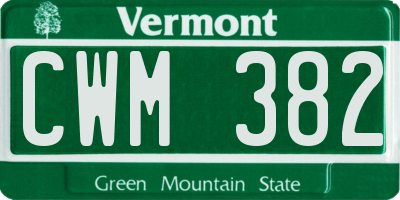 VT license plate CWM382