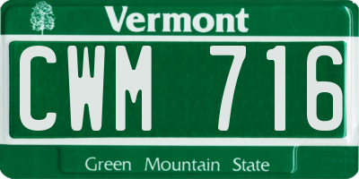 VT license plate CWM716