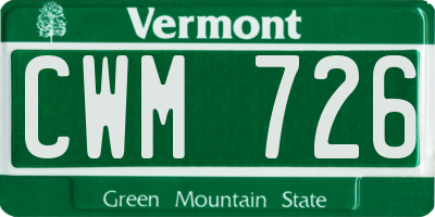 VT license plate CWM726