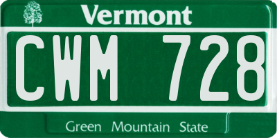 VT license plate CWM728