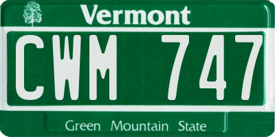 VT license plate CWM747