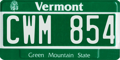 VT license plate CWM854