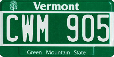VT license plate CWM905