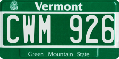 VT license plate CWM926