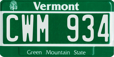 VT license plate CWM934