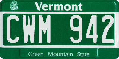 VT license plate CWM942